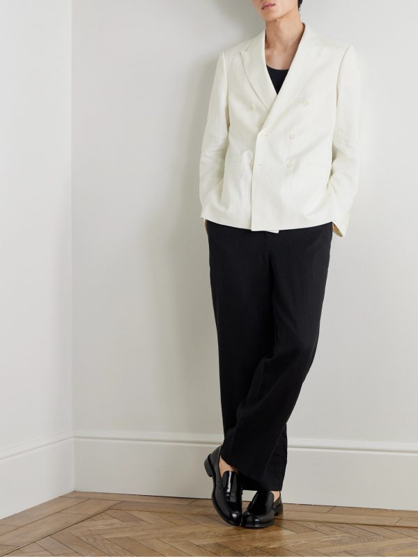 Double-Breasted Linen Tuxedo Jacket - OU