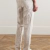 James Straight-Leg Linen Drawstring Trousers - BK James Straight-Leg Linen Drawstring Trousers - BK