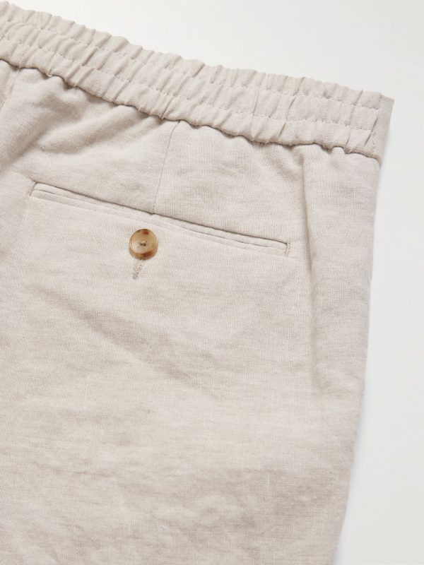 James Straight-Leg Linen Drawstring Trousers - CU James Straight-Leg Linen Drawstring Trousers - CU