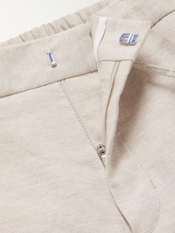 James Straight-Leg Linen Drawstring Trousers - E1 James Straight-Leg Linen Drawstring Trousers - E1