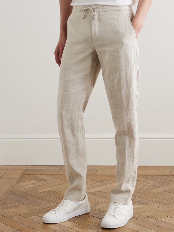 James Straight-Leg Linen Drawstring Trousers - FR James Straight-Leg Linen Drawstring Trousers - FR