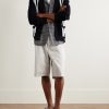 Wide-Leg Pleated Cotton-Twill Shorts - OU