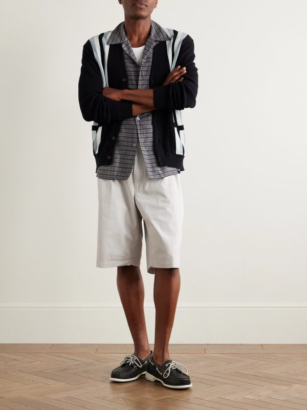 Wide-Leg Pleated Cotton-Twill Shorts - OU