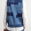 Patchwork Indigo-Dyed Cotton Sweater Vest - BK Patchwork Indigo-Dyed Cotton Sweater Vest - BK