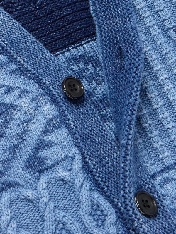 Patchwork Indigo-Dyed Cotton Sweater Vest - CU Patchwork Indigo-Dyed Cotton Sweater Vest - CU