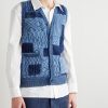 Patchwork Indigo-Dyed Cotton Sweater Vest - FR Patchwork Indigo-Dyed Cotton Sweater Vest - FR