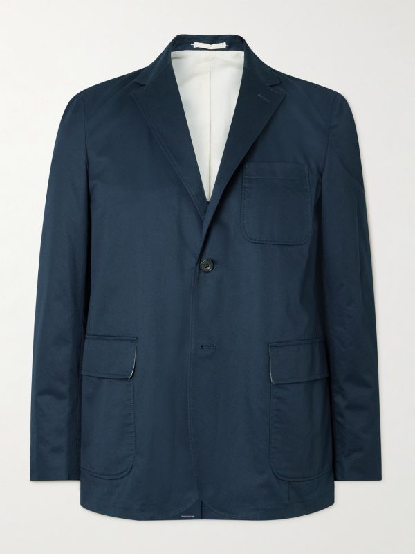 Unstructured Cotton-Twill Blazer