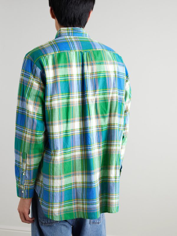 Button-Down Collar Checked Cotton-Madras Shirt - BK