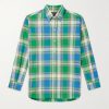 Button-Down Collar Checked Cotton-Madras Shirt