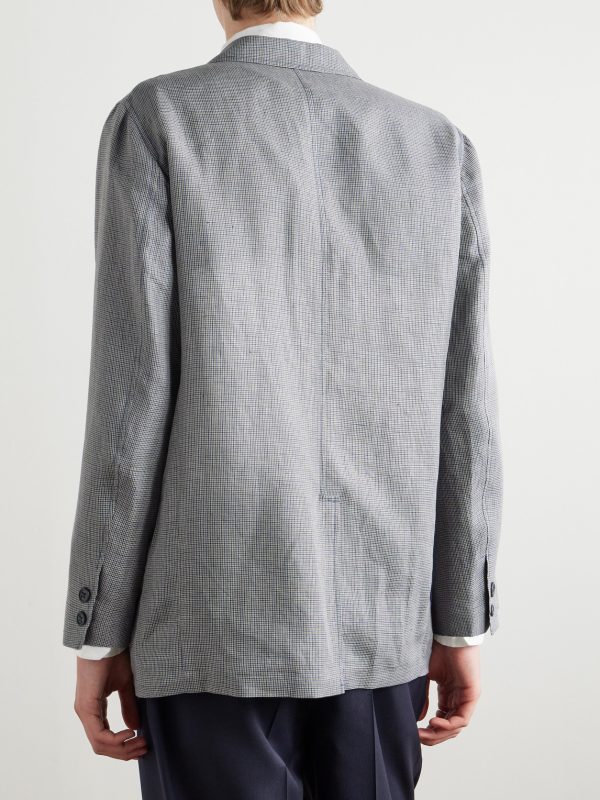 3B Checked Linen-Blend Suit Jacket - BK