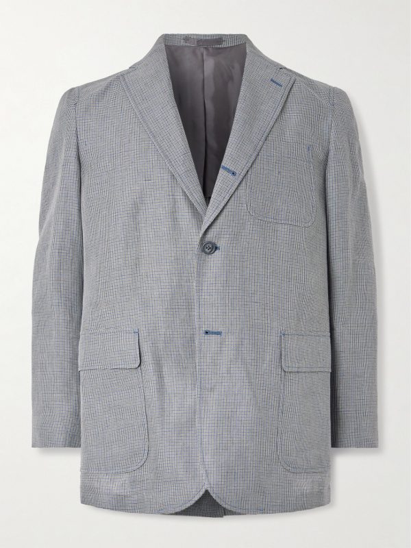 3B Checked Linen-Blend Suit Jacket