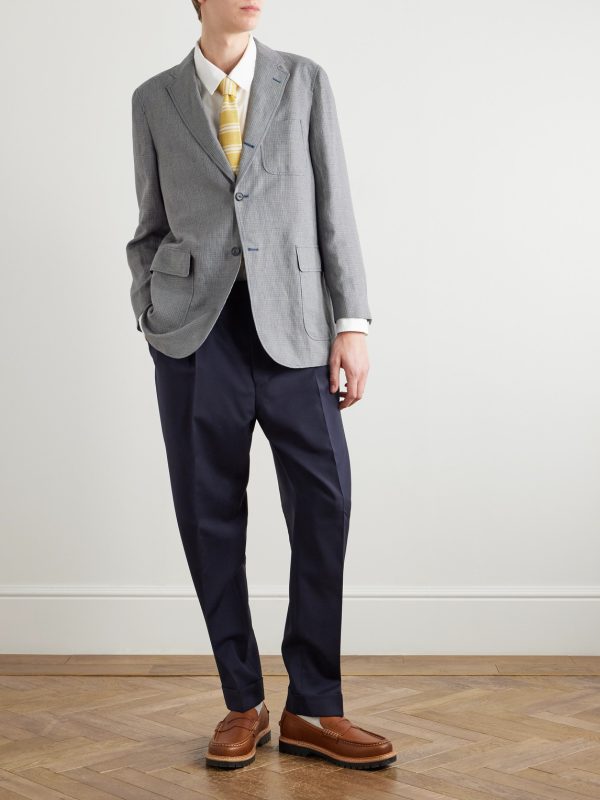 3B Checked Linen-Blend Suit Jacket - OU