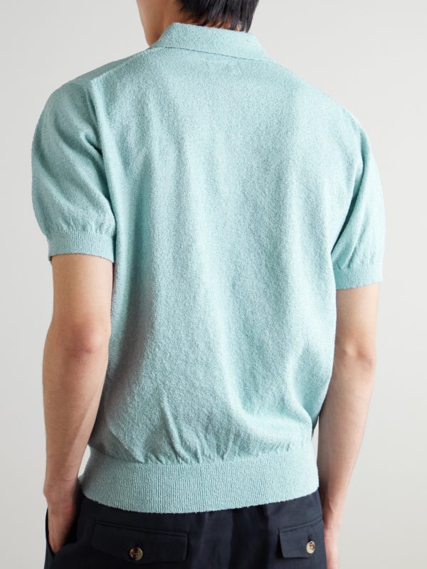 Cotton-Blend Bouclé Polo Shirt - BK Cotton-Blend Bouclé Polo Shirt - BK