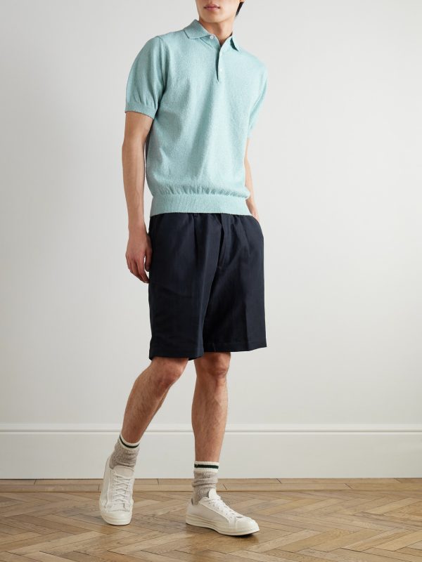 Cotton-Blend Bouclé Polo Shirt - OU Cotton-Blend Bouclé Polo Shirt - OU