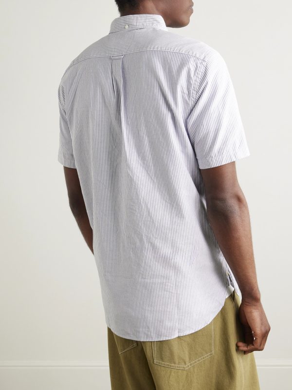 Button-Down Collar Striped Cotton Oxford Shirt - BK Button-Down Collar Striped Cotton Oxford Shirt - BK