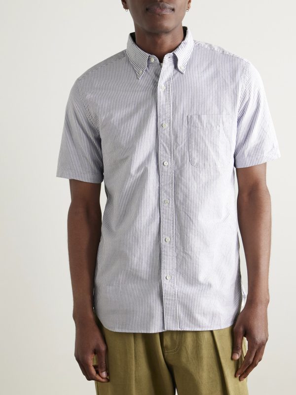 Button-Down Collar Striped Cotton Oxford Shirt - FR Button-Down Collar Striped Cotton Oxford Shirt - FR