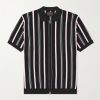 Striped Ramie-Blend Zip-Up Shirt