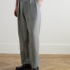 Straight-Leg Pleated Checked Linen and Cupro-Blend Trousers - FR Straight-Leg Pleated Checked Linen and Cupro-Blend Trousers - FR