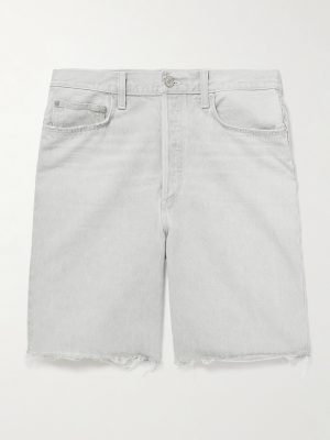 Anson Straight-Leg Frayed Organic Denim Shorts