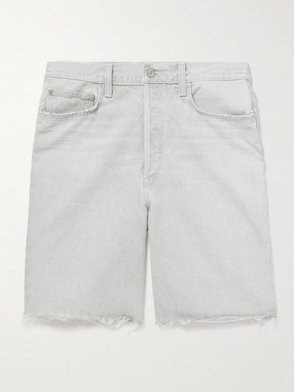 Anson Straight-Leg Frayed Organic Denim Shorts