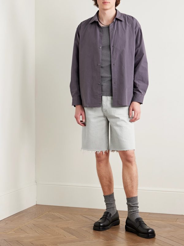 Anson Straight-Leg Frayed Organic Denim Shorts - OU