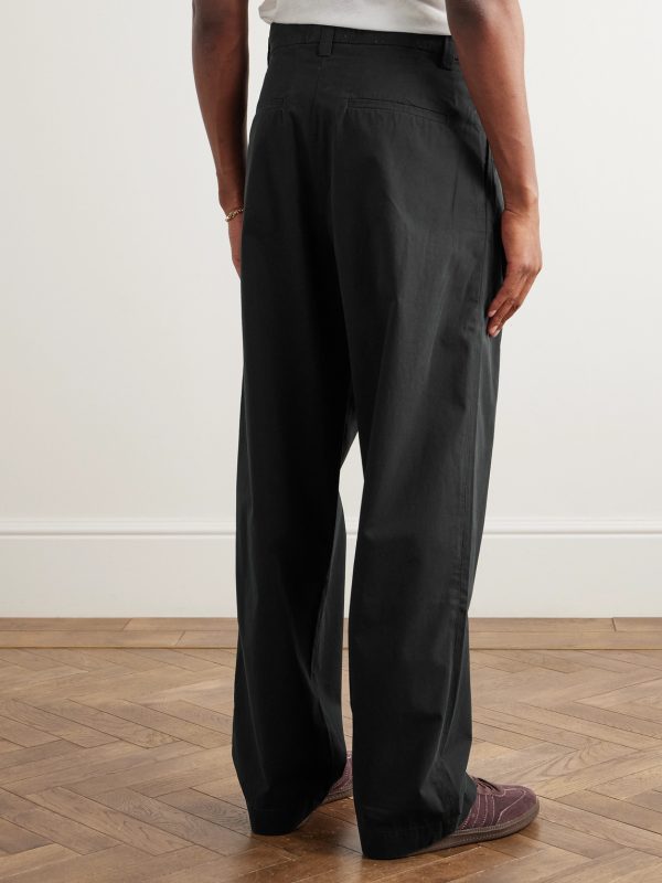 Slater Straight-Leg Pleated Cotton-Twill Trousers - BK Slater Straight-Leg Pleated Cotton-Twill Trousers - BK