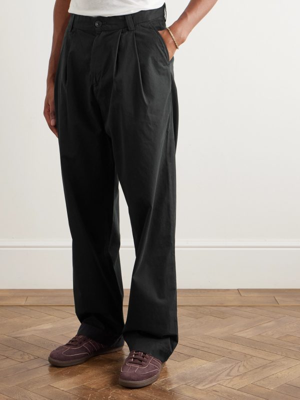 Slater Straight-Leg Pleated Cotton-Twill Trousers - FR Slater Straight-Leg Pleated Cotton-Twill Trousers - FR