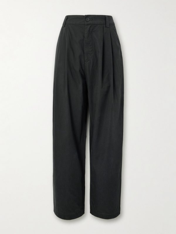 Slater Straight-Leg Pleated Cotton-Twill Trousers Slater Straight-Leg Pleated Cotton-Twill Trousers