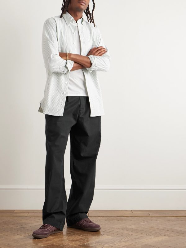 Slater Straight-Leg Pleated Cotton-Twill Trousers - OU Slater Straight-Leg Pleated Cotton-Twill Trousers - OU