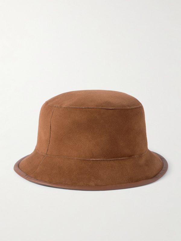 Lys Reversible Leather-Trimmed Shearling Bucket Hat