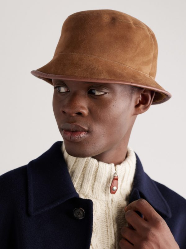 Lys Reversible Leather-Trimmed Shearling Bucket Hat - OU
