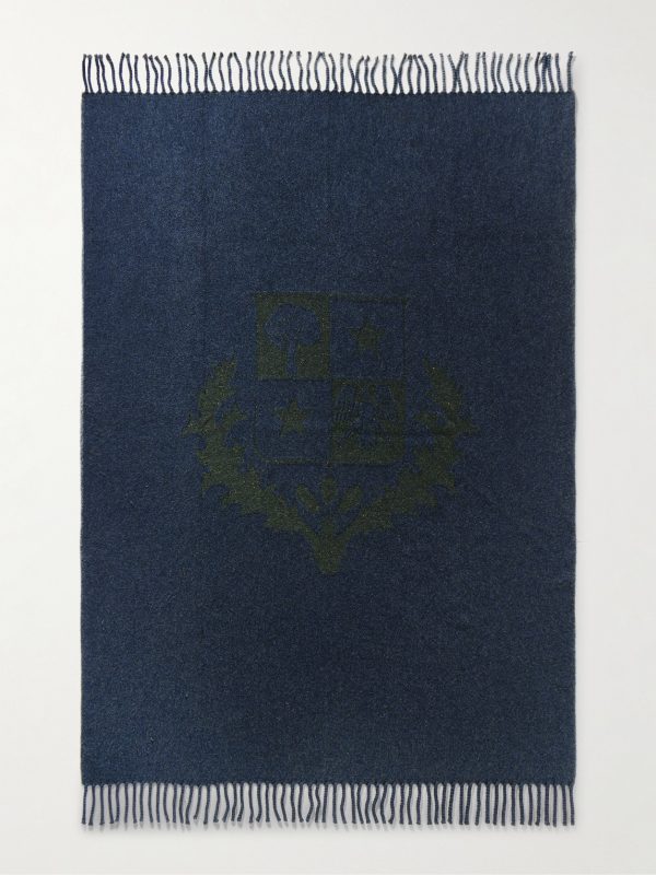 Fringed Cashmere-Jacquard Throw - E1
