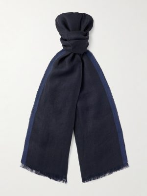 Fringed Striped Linen Scarf