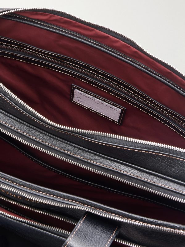 Textured-Leather Briefcase - E1