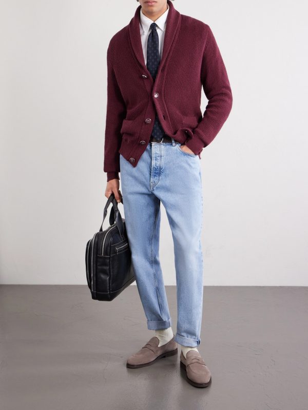 Textured-Leather Briefcase - FR