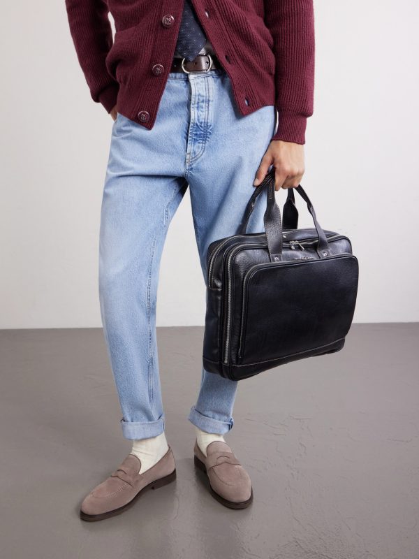 Textured-Leather Briefcase - OU