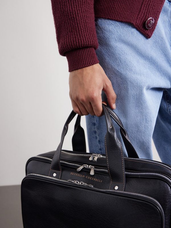 Textured-Leather Briefcase - OU2