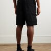 Wide-Leg Logo-Appliquéd Cotton-Twill Shorts - BK