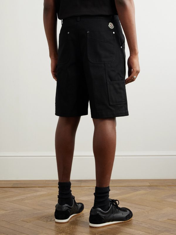 Wide-Leg Logo-Appliquéd Cotton-Twill Shorts - BK