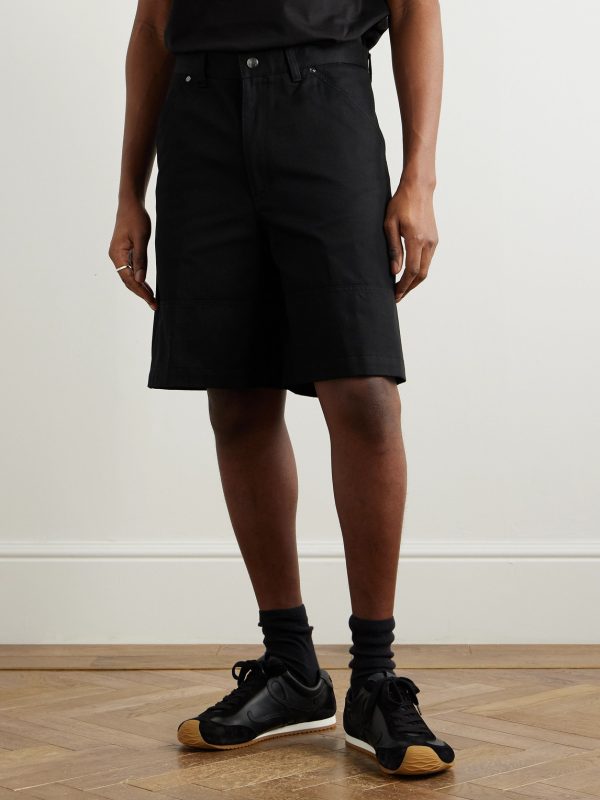 Wide-Leg Logo-Appliquéd Cotton-Twill Shorts - FR