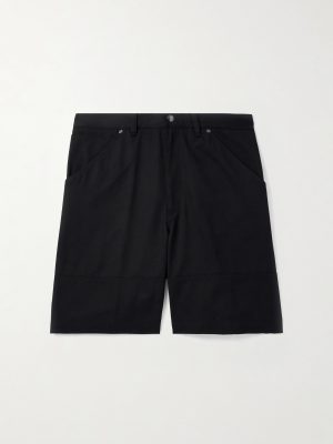 Wide-Leg Logo-Appliquéd Cotton-Twill Shorts
