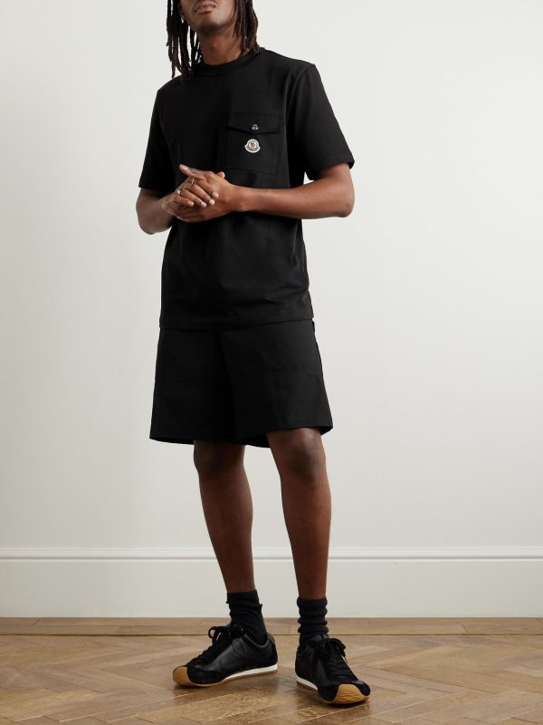 Wide-Leg Logo-Appliquéd Cotton-Twill Shorts - OU