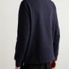 Zip-Detailed Logo-Appliquéd Twill-Trimmed Cotton-Jersey Sweatshirt - BK