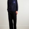 Zip-Detailed Logo-Appliquéd Twill-Trimmed Cotton-Jersey Sweatshirt - OU
