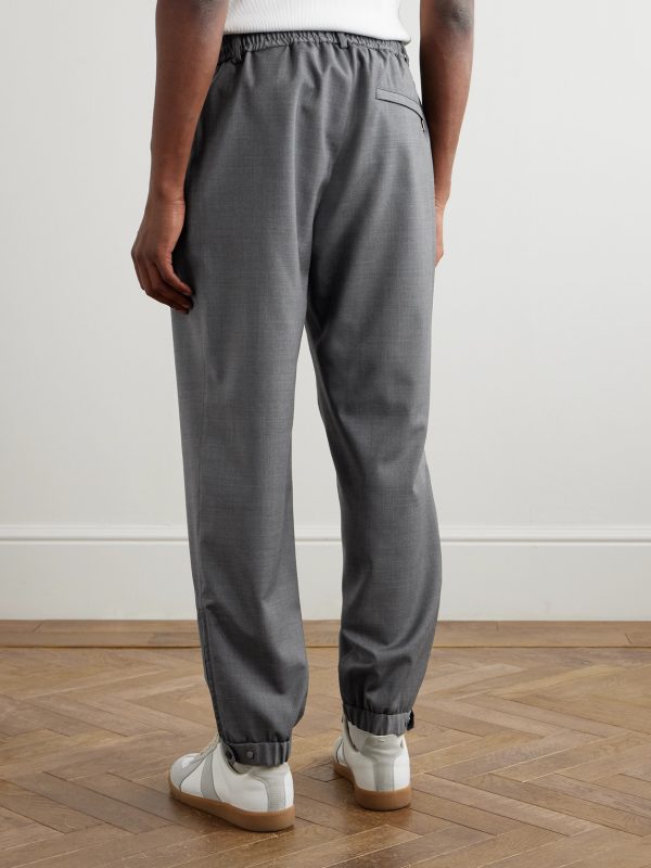 Tapered Logo-Appliquéd Wool Trousers - BK Tapered Logo-Appliquéd Wool Trousers - BK