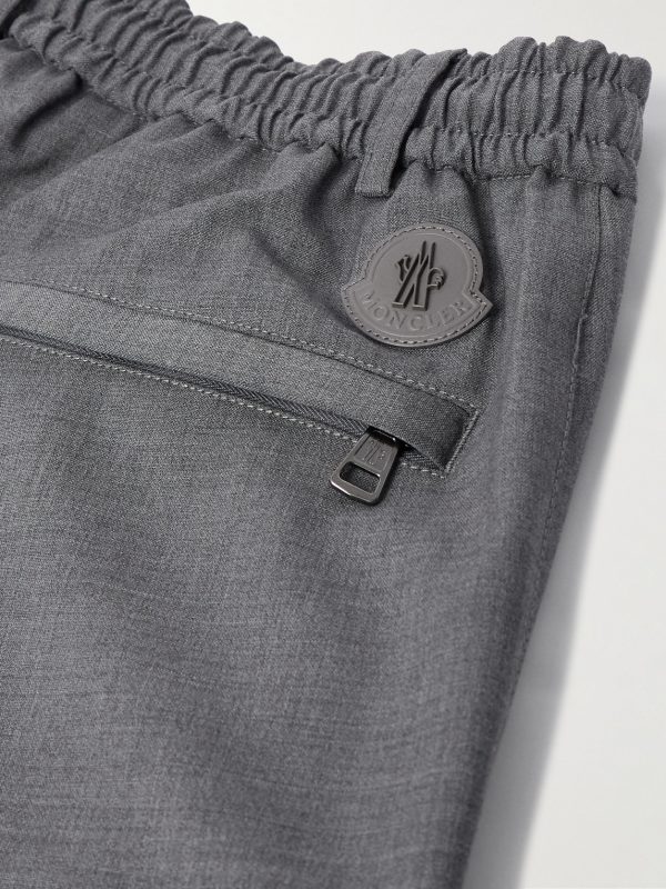 Tapered Logo-Appliquéd Wool Trousers - CU Tapered Logo-Appliquéd Wool Trousers - CU