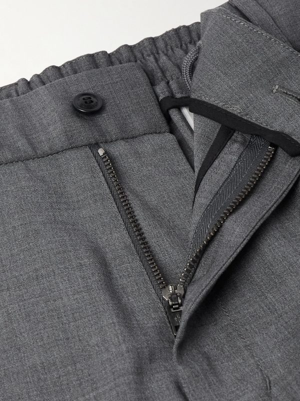 Tapered Logo-Appliquéd Wool Trousers - E1 Tapered Logo-Appliquéd Wool Trousers - E1