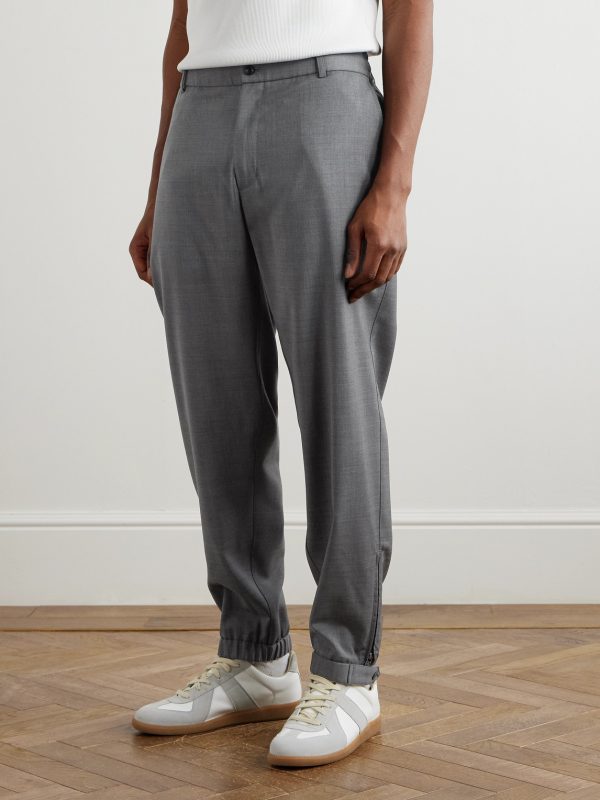 Tapered Logo-Appliquéd Wool Trousers - FR Tapered Logo-Appliquéd Wool Trousers - FR