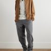 Tapered Logo-Appliquéd Wool Trousers - OU Tapered Logo-Appliquéd Wool Trousers - OU