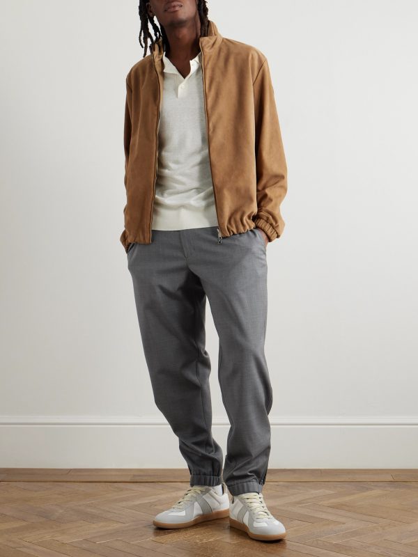 Tapered Logo-Appliquéd Wool Trousers - OU Tapered Logo-Appliquéd Wool Trousers - OU